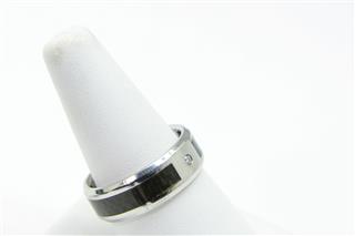 MENS STAINLESS STEEL CARBON FIBER RING WEDDING BAND WITH DIAMOND UNBRANDED SIZE